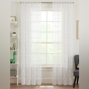 Your Zone Pom Sheer Artic White Set Of Two Panels 84"